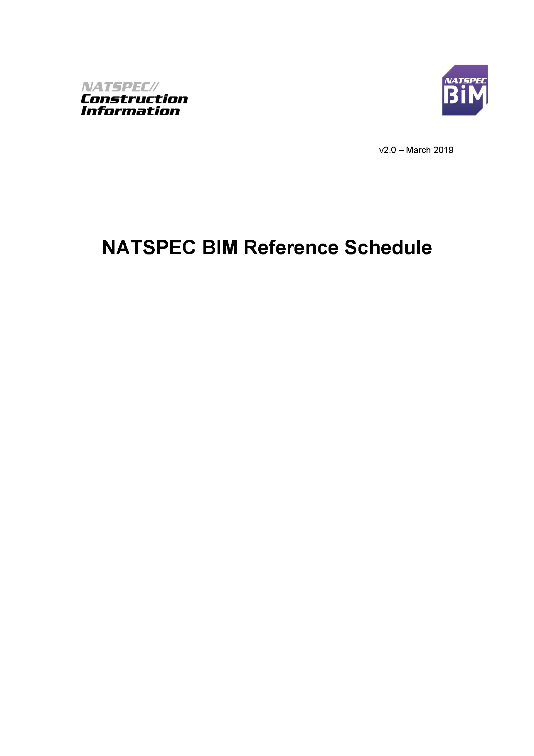 NATSPEC BIM Reference Schedule