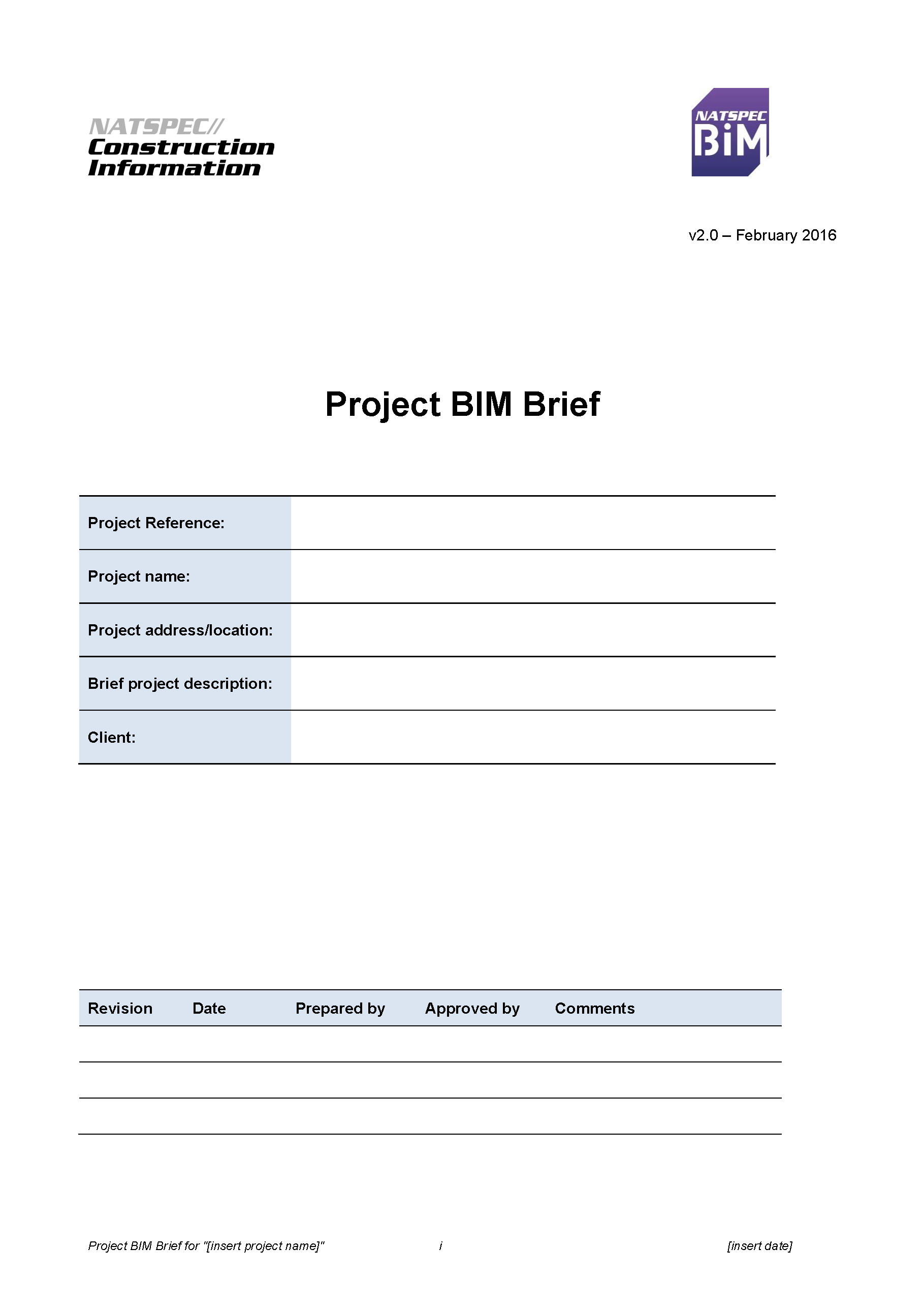 NATSPEC Project BIM Brief Template